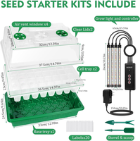 2 Sets 40 Cellules Timer Dim Humidity Domes Germination Kit Garden Nursery Plant Seedling Grow Box With 4 LED Grow Lights Grow Tray