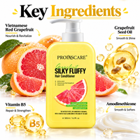 Ensemble de soins capillaires personnalisé avec logo, à base de pamplemousse rouge vietnamien, d'huile de coco et de vitamine B5, pour contrôler le sébum, rafraîchir, donner du volume et de la douceur