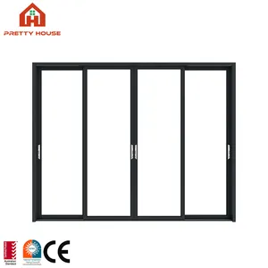 Unbreakable 96 X 80 Frameless Slim Sliding Glass Door Aluminium Dust Proof Double Sliding Glass Door