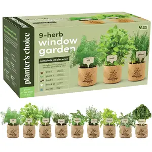 Набор для садовых и садовых окон, 9 трав, включает 10 горшков для травы без ГМО, для любителей садоводства
