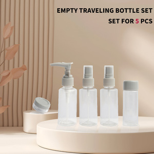 Juego de botellas de viaje para maquillaje, 5 piezas, amarillo, envases cosméticos recargables para champú, gel de baño, cuidado de la piel en movimiento - Product Image 2