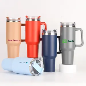 Vendita calda Tumbler 40 OZ con manico e paglia di vuoto logo personalizzato riutilizzabile tazza da viaggio come regali promozionali del marchio di auto in omaggio