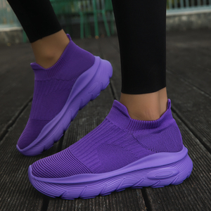 Chaussures à plateforme pour femmes, chaussettes à enfiler, tige en tissu extensible, doublure respirante, semelle légère en EVA, baskets confortables - Product Image 5