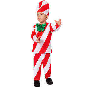 Disfraz de bastón de caramelo para niños, rayas rojas y blancas, ropa para actuaciones navideñas, talla 3T-8Y - Product Image 2