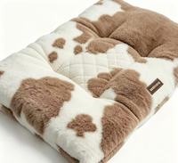 Coussin pour chien Yangyangpet Cream & Latte en velours côtelé, luxueux, carré, lavable, indestructible, amovible et résistant aux morsures