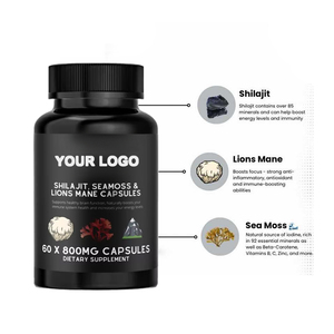 Cápsulas de Shilajit, Musgo Marino y Melena de León 3 en 1, Suplemento Herbal, Cápsulas de Melena de León y Musgo Marino - Product Image 2