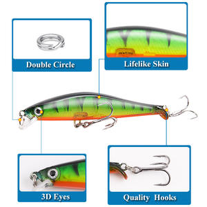 Leurre flottant XY-345 95mm 7.5g pour la pêche au bar avec grelots et hameçon triple - Product Image 4