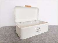 Boîte à pain vintage grande capacité en métal noir et blanc pour comptoir de cuisine et garde-manger