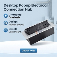 Prise de courant européenne pour meubles, double USB PD 65W, charge personnalisable, 2 prises CA, IP44, alliage de zinc, ETL