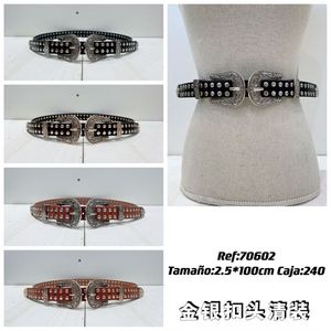 Cintura in Metallo 2.5x100cm con Doppia Fibbia Stile Western Accessorio di Moda - Product Image 3