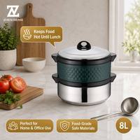 Batterie de casseroles isothermes à double paroi en acier inoxydable Zhenneng, lot de 2 (8L + 12L), en acier inoxydable 410 avec poignée en PP, pour cuisine et salle à manger