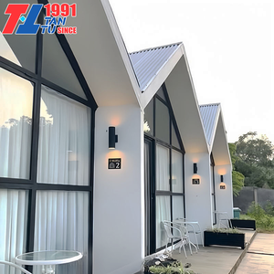 Casa Modulare di Lusso Moderna con Pannelli Sandwich, <span class=keywords><strong>Bungalow</strong></span> Prefabbricato con Design Triangolare in Vetro, Camera da Letto, Cucina, Bagno e Soggiorno - Product Image 2