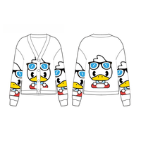 Logo personnalisé Vêtements Fabricants Animal Jacquard Tricot Pull Cartoon Cardigan Pull Femme