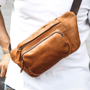 Men's Genuine Leather Chest <b>Bag</b> Brown Multi Functional Wear Resistant Everyday Outfits Spring 2024 - Product Image 2