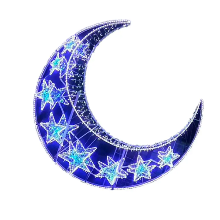 IP65 Waterproof Outdoor Ramadan LED 2D Moon Motif Decorative Lights For Muslim Holy Ramadan Decoration