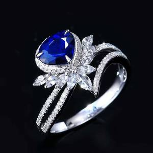 Natural gem Sri Lankan Royal <b>Blue</b> Sapphire <b>Ring</b> 18K Solid Gold Pave Set 83Pcs Natural Diamonds Luxury Fine gemstone Jewelry - Product Image 4