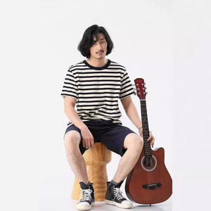 Nuova T-shirt Estiva OKONKWO da Uomo, Casual Elegante a Righe, in Jersey Pesante, Girocollo, 100% Cotone, Manica Corta, Vestibilità Ampia, 230g, Traspirante - Product Image 3