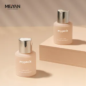 MYPACK custom soft touch frosted pink plastic cosmetic 60ml toner body lotion shampoo hair oil bottles with silver disc cap