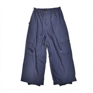Pantalones de Nieve Aislantes Azul Marino de Fabricación Personalizada con Bolsillos de Almacenamiento Tipo Cargo, Parte Inferior Elástica Antideslizante y Cintura con Cordón Ajustable - Product Image 1
