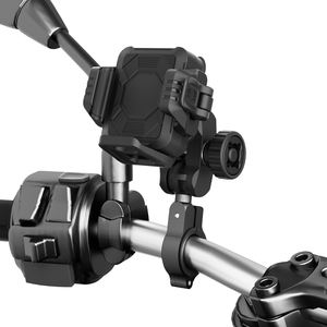मोटरसाइकिल फोन धारक के साथ वाइब्रेशन डैपेनर एंटी-चोरी फोन माउंट हैंडलबार सेलफोन धारक - Product Image 1