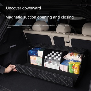 Scatola portaoggetti pieghevole di lusso per bagagliaio auto con grande capacità e design in pelle PU con chiusura inferiore, adattabile universalmente - Product Image 2