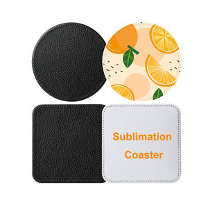 批发方形和圆形升华PU皮革空白杯垫饮茶咖啡杯 - Product Image 3