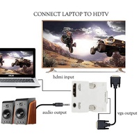 Konverter Adaptor 1080p Female ke VGA Male dengan Kabel Audio 50cm, Konektor Berlapis Nikel dengan Selubung PVC untuk Komputer