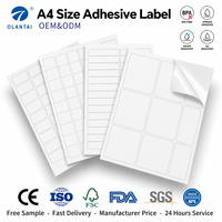 Feuilles d'étiquettes autocollantes blanches vierges semi-brillantes A4 sans bois, imprimables pour les étiquettes d'emballage de boîtes en carton, de bocaux et de bouteilles