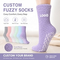 Chaussettes antidérapantes personnalisées avec logo OEM pour femmes, chaussettes d'hiver chaudes et confortables, chaussettes de maison douces et moelleuses, chaussettes antidérapantes pour hôpital