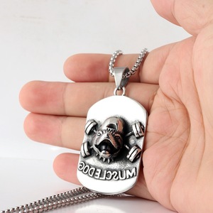 Collar Unisex de Acero Inoxidable con Colgante de Perro Musculoso y Diseño de Animal con Mancuerna, Marca y Diseño Exclusivos YUNIQUE - Product Image 4