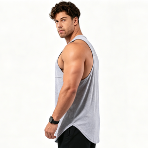 Débardeur de sport pour homme à ourlet en arc, séchage rapide, en polyester et coton - Product Image 5