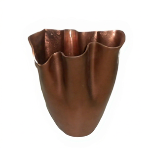 Vase Moderne de Luxe en Aluminium à Volants, Large Ouverture, Design Écologique, Finition Cuivre, Décoration de Table pour Mariage et Salon - Product Image 1
