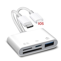 Lecteur de carte mémoire 3 en 1 avec câbles USB C et USB A pour transfert de cartes SD et Micro SD vers téléphone, tablette, ordinateur portable