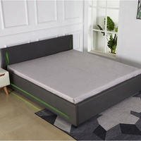 Lit rembourré avec tête de lit LED style contemporain occidental, meubles de chambre à coucher, structure de lit en tissu 180*200 cm