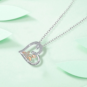 Nuova Collana con Cuore e Rosa '<span class=keywords><strong>Ti</strong></span> <span class=keywords><strong>Amo</strong></span> per Sempre' con Zirconi in Lega di Zinco per Donne e Unisex, Regalo per San Valentino e Feste - Product Image 3