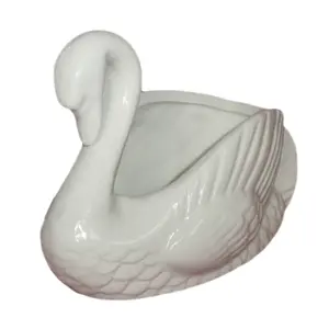 Promotional Item White Swan Shaped Small Ceramic Flower Pots