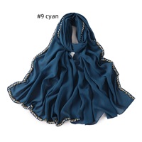 Nouvelle mode foulard musulman avec perles dorées ornées de perles perlées à la main en mousseline de soie voile Hijab 2025
