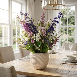 Bouquet di Fiori Artificiali Misti con Delphinium Viola, Composizione di Fiori Finti Lavanda e Bianchi per Decorazione Tavola Casa - Product Image 2