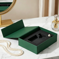 Boîte magnétique verte de luxe haut de gamme, logo personnalisé, boîte d'emballage rigide en carton pliable avec insert en mousse pour coffret cadeau de parfum