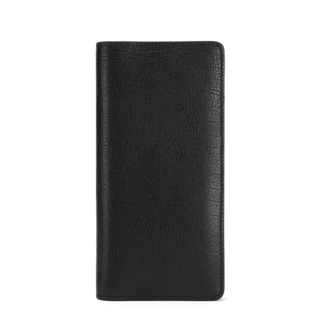 Free Sample luxury men's wallet black leather purses cowhide leather vintage gents long wallets