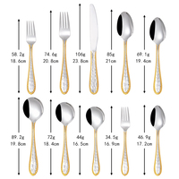 Magnifique ensemble de couverts en or fondu, service de traiteur de mariage, couverts en acier inoxydable 18-10 pour hôtels et restaurants