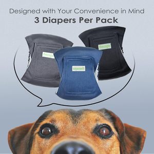Wegreeco Bande de ventre <span class=keywords><strong>lavable</strong></span> pour chien mâle, lot de 3 pour petits chiots (noir/charbon/gris marine) - Product Image 2