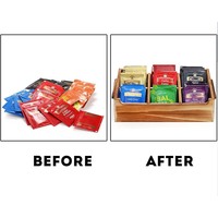 Organisateur de paquet de sucre en bois porte-boîte de sachet de thé avec poignée plateau à 6 compartiments