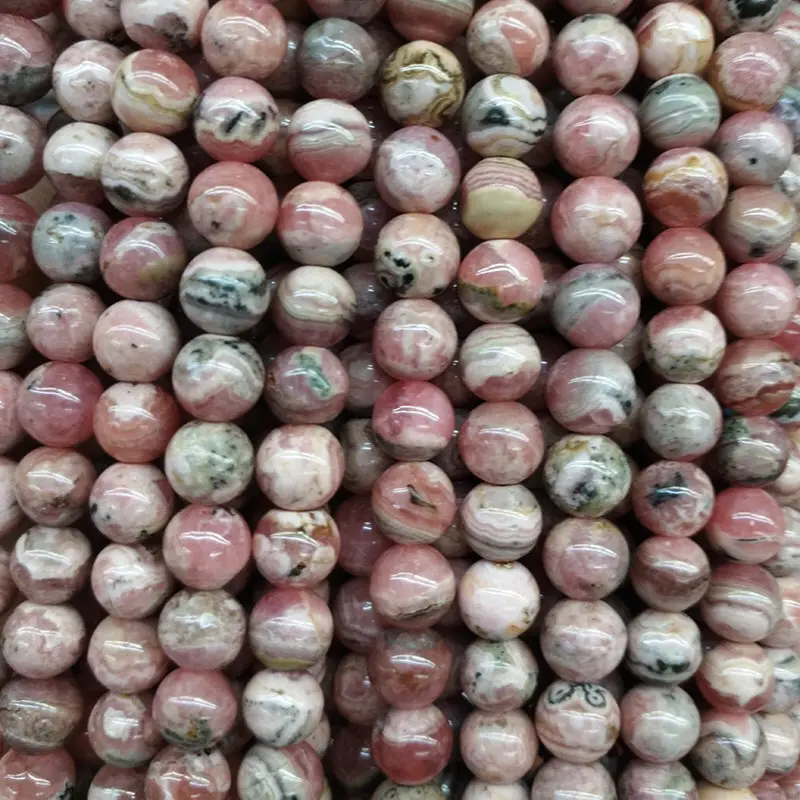 ขายส่งแร่ธรรมชาติ8-9มิลลิเมตรอาร์เจนตินา Rhodochrosite หินอัญมณีมีค่าลูกปัดหลวมสำหรับการทำเครื่องประดับ