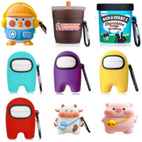 Nouveaux concepteurs 3D cochon étui en silicone antichoc étui de charge en silicone support de protection pour Airpods 1 2 pour Air pods pro