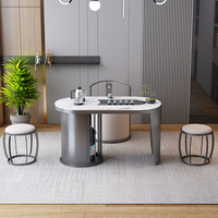 Mesa de Centro Moderna de Estilo Simple y Lujoso con Superficie de Piedra para Balcón, Hogar u Oficina