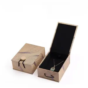 Özel altın gümüş takı kağit kutu ambalaj yeşim armut kolye kolye hediye kutusu