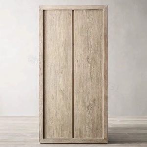 RH American Country Retro Armoire suspendue à deux portes en chêne massif avec bûches Casiers personnalisés à l'aspect <span class=keywords><strong>ancien</strong></span> pour chambre à coucher, salle à manger et salon - Product Image 2