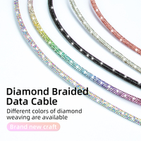 2024 nuevo Cable USB brillante colorido tipo C Micro Personalizado 1m 2M Cable DE DATOS DE cargador rápido trenzado de diamante brillante para iPhone