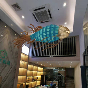 Lustre en bois en forme de poisson d'Asie du Sud-Est, long, à tête unique, pour salle à manger, hall d'hôtel, décoration - Product Image 1